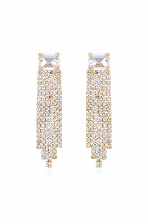 Formal Crystal Fringe Drop Earrings