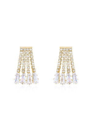 Crystal Fringe Dangle Stud Earrings