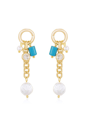 Pearl and Charm Dangle Earrings