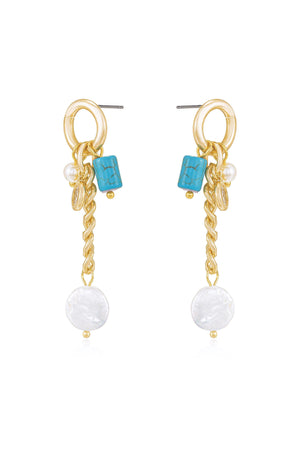 Pearl and Charm Dangle Earrings