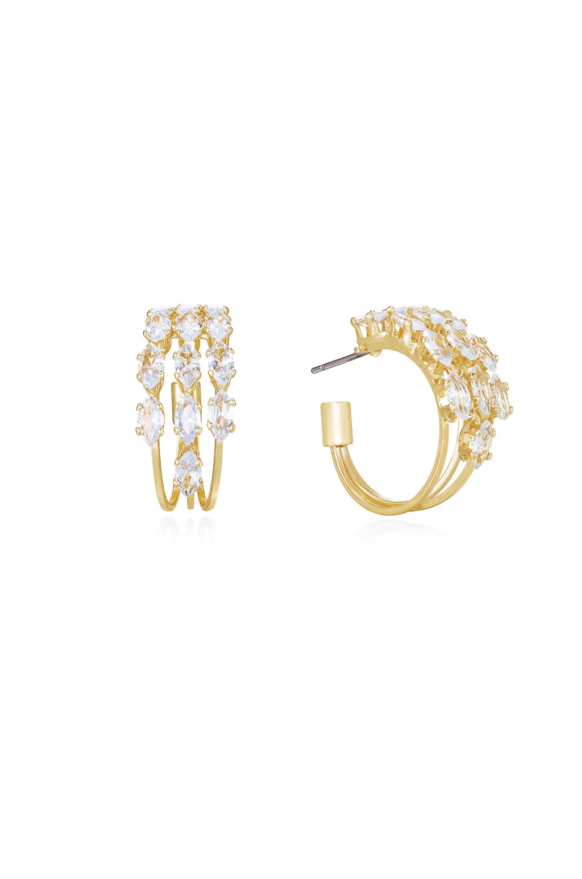 Multi-Crystal Huggie Hoop Earrings - Ettika