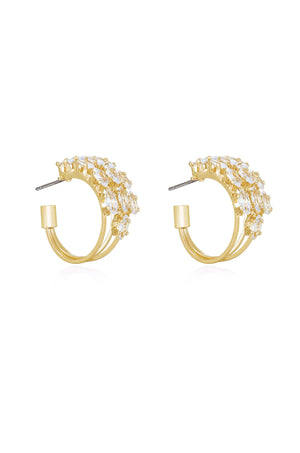 Multi-Crystal Huggie Hoop Earrings - Ettika