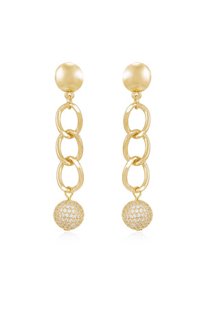 Chain Dangle Crystal Ball Earrings