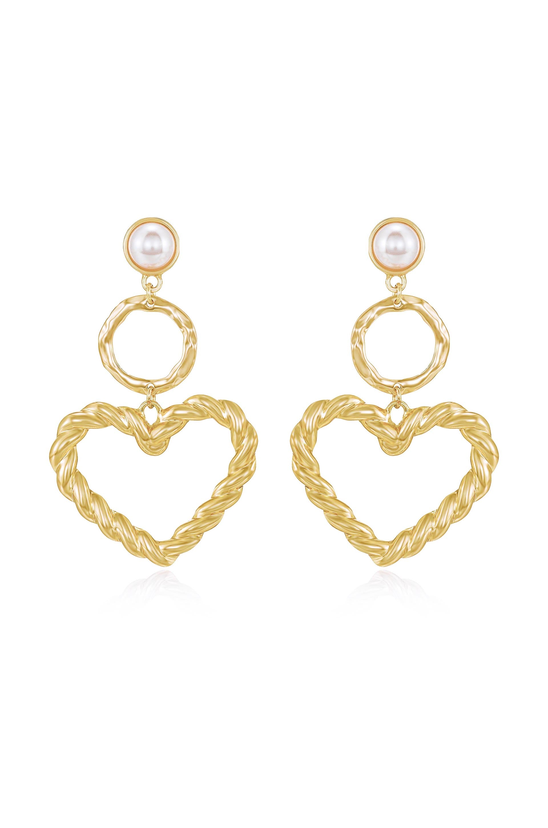 Twisted Heart Pearl Earrings