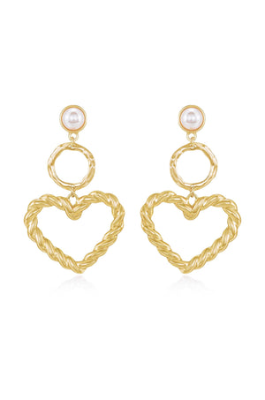 Twisted Heart Pearl Earrings