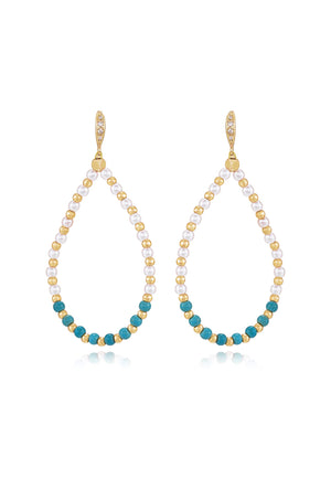 Turquoise and Pearl Teardrop Earrings