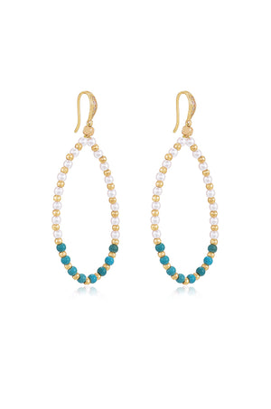 Turquoise and Pearl Teardrop Earrings