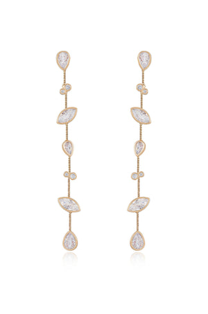 Falling Bezel Crystal Dangle Earrings