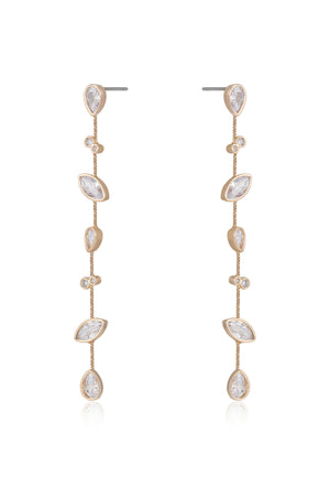 Falling Bezel Crystal Dangle Earrings