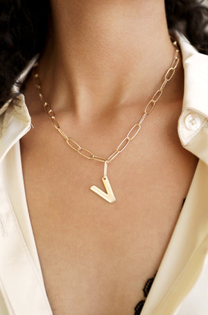 Paperclip Link Initial Necklace - Ettika