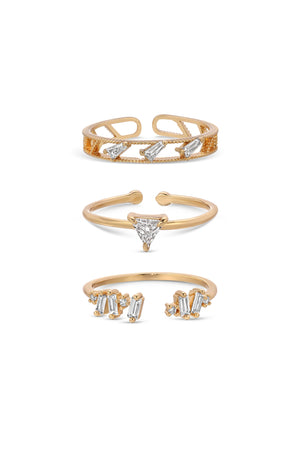 Love Story Crystal Ring Set of 3