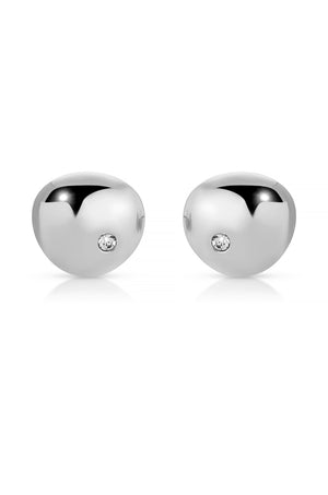 Polished Pebble Crystal Stud Earrings