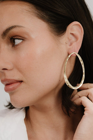 Hammered Large Oval Earrings