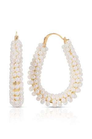 Pearl Wrapped Hoop Earrings