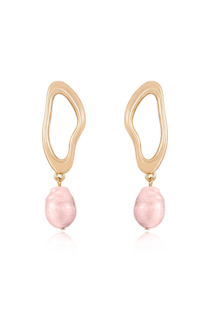 Open Circle Freshwater Pearl Earrings