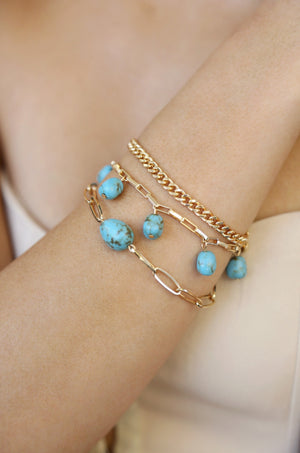 Turquoise Nugget Bracelet Set