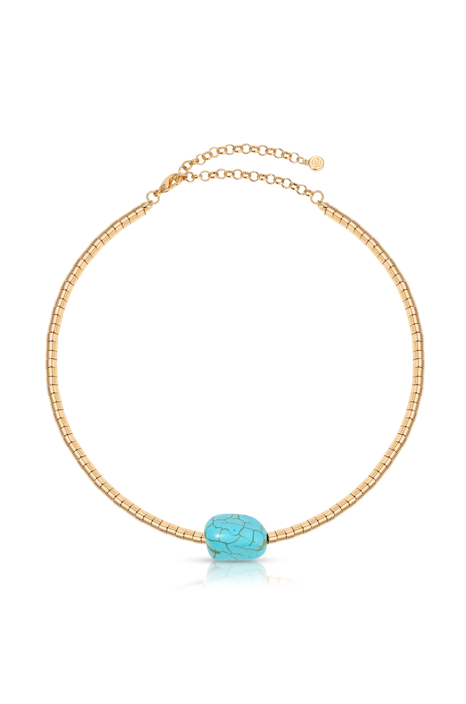 Gold Beaded Turquoise Nugget Necklace