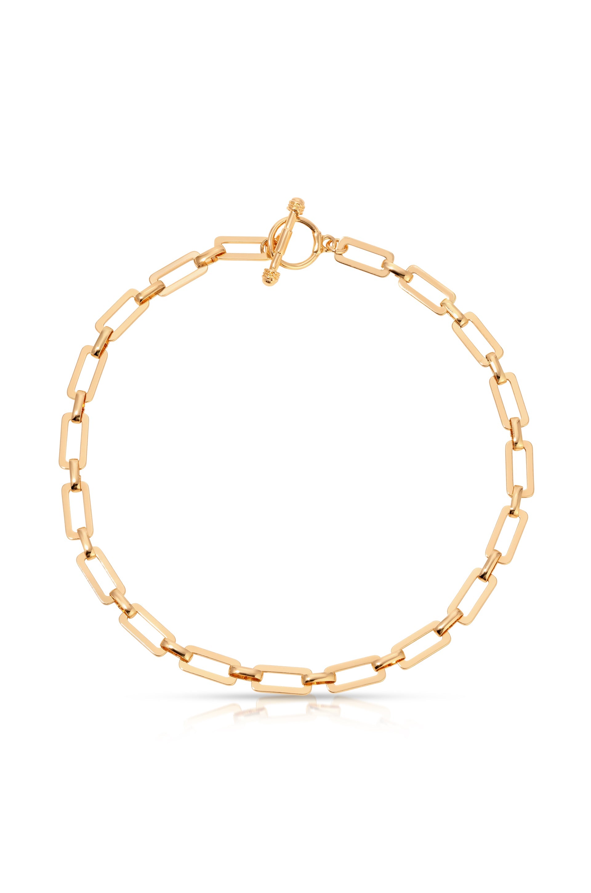 Golden Flat Rectangle Chain Necklace - Ettika