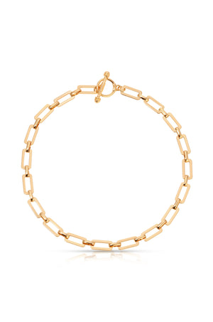 Golden Flat Rectangle Chain Necklace - Ettika