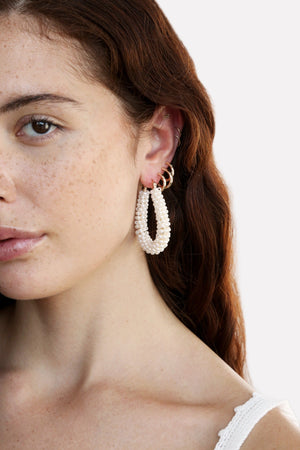 Pearl Wrapped Hoop Earrings