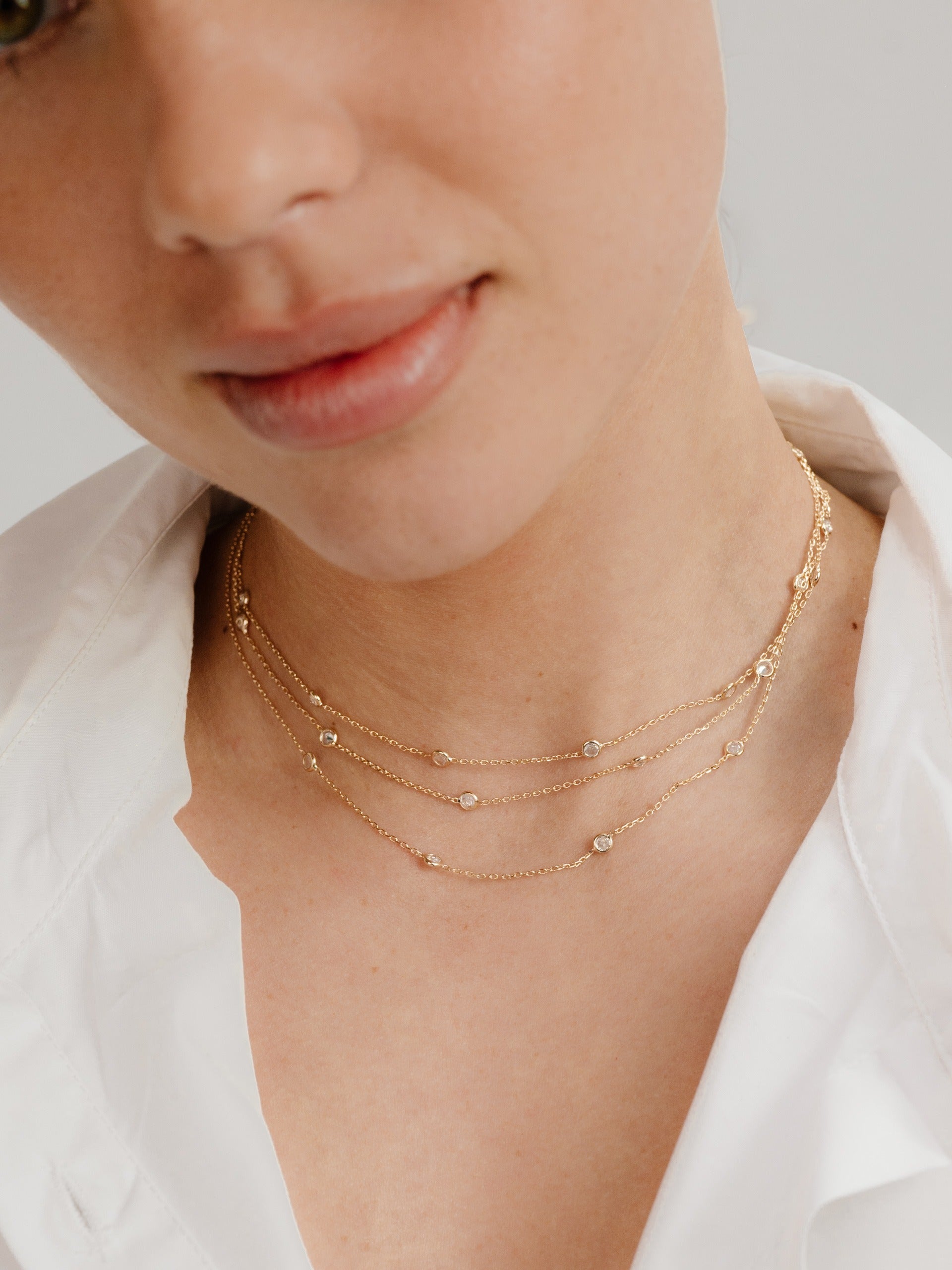 Perfect Crystal Dotted Layered Necklace - Ettika