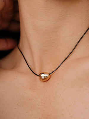 Polished Pebble Leather Pendant Necklace