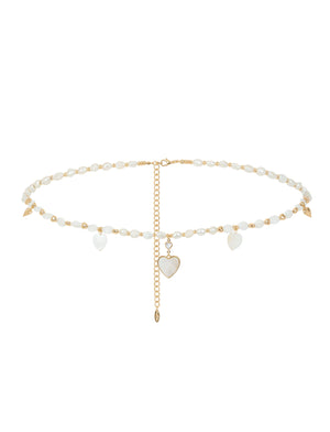 Pearl and Heart Charm Body Chain