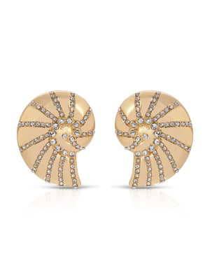 Crystal Studded Nautilus Shell Earrings