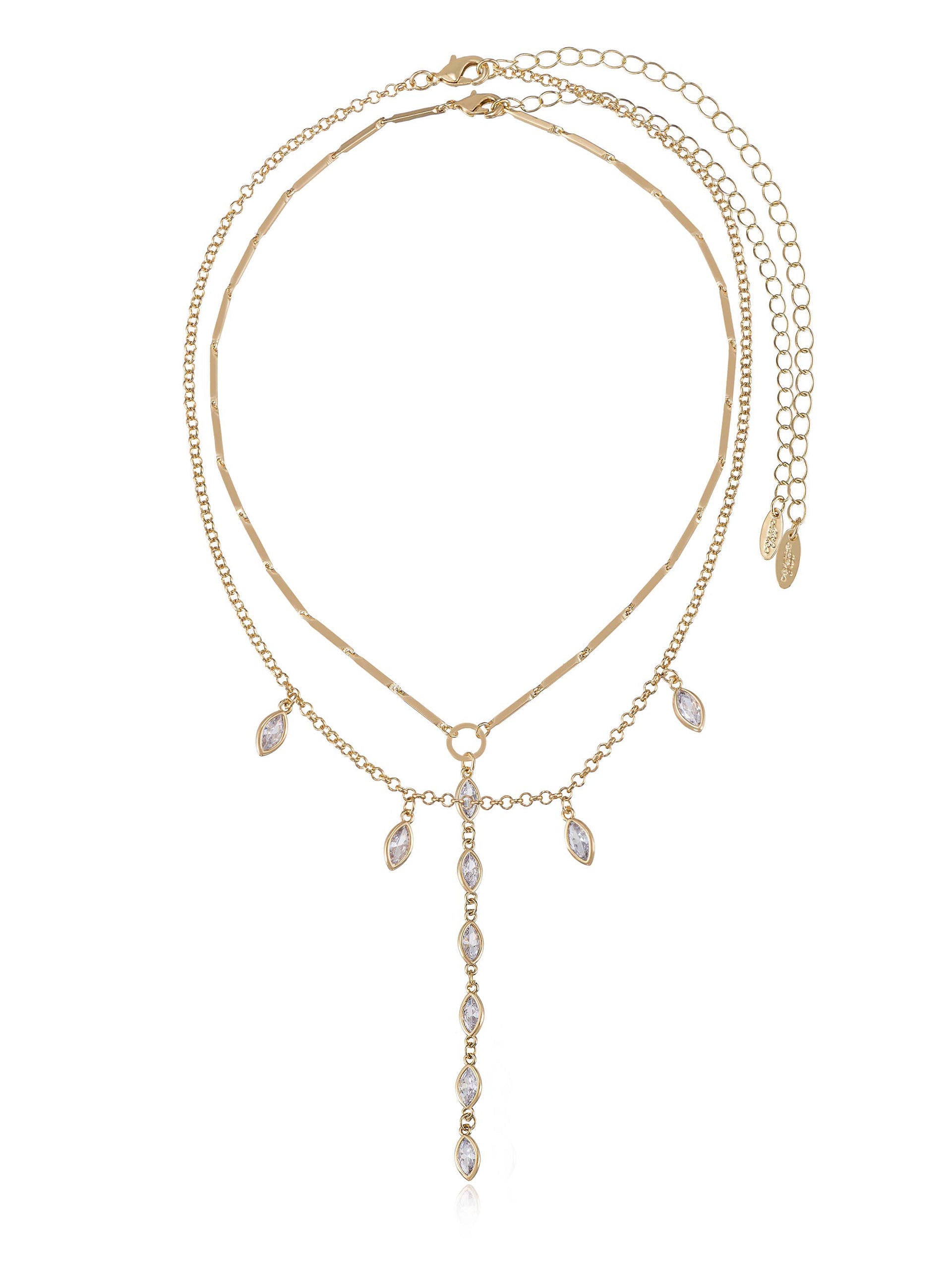 Ariella Glass Crystal Layered Lariat Necklace