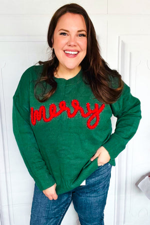 Be Merry Hunter Green Pop Up Lurex Sweater