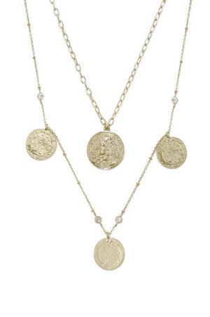 Elite Coin and Crystal Layered Necklace Set