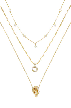 Dainty Crystal Trio Necklace Set