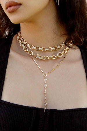 Empowered Crystal & Chain Link Necklace