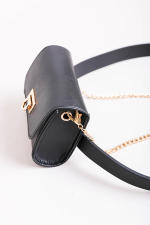 Mini Faux Leather Belt Bag – Chic with Gold Link Chain