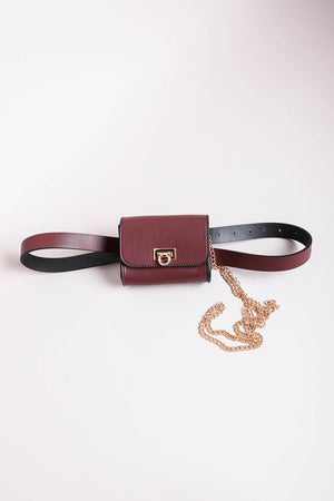 Mini Faux Leather Belt Bag – Chic with Gold Link Chain