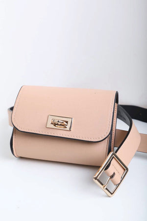 Mini Faux Leather Belt Bag – Chic with Gold Link Chain