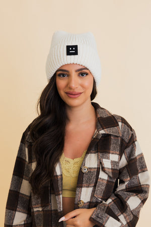 Chill Vibes Soft Ribbed Square Top Beanie