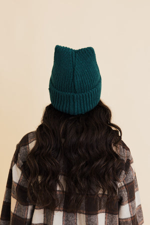 Chill Vibes Soft Ribbed Square Top Beanie