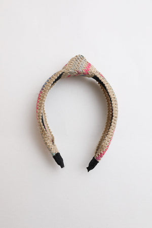 Rustic twine woven pink blue headband for all occasions.