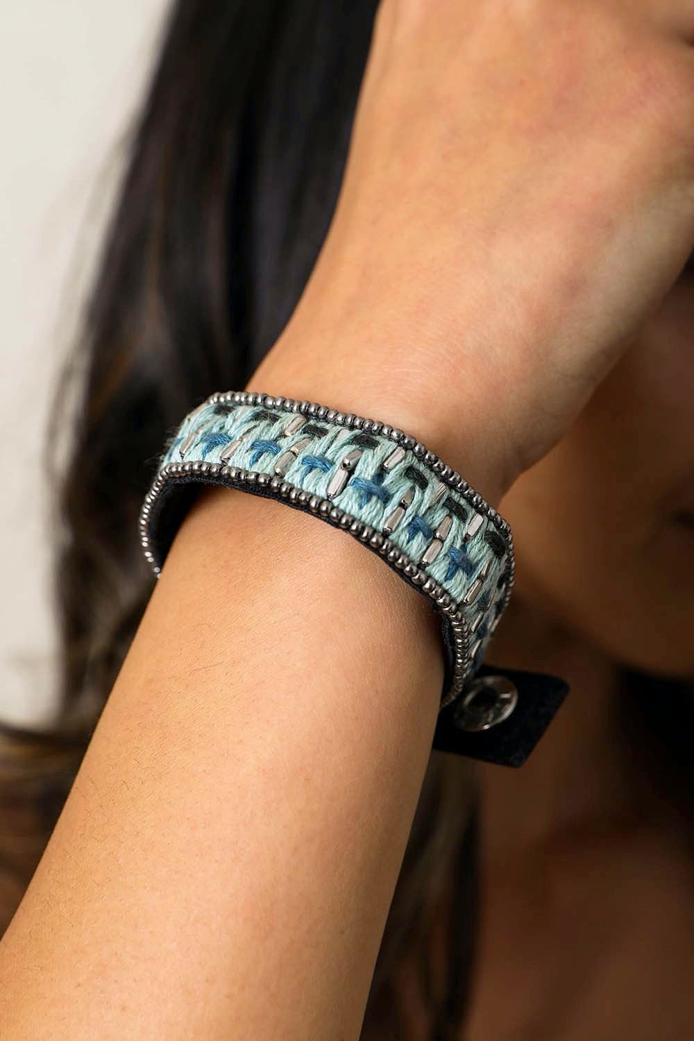 Woven Velvet Snap Bracelet Jewelry