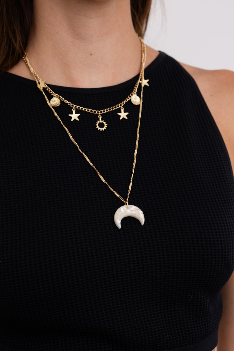 🌙 Celestial Moon Charm Necklace – Layered Necklace ⭐️