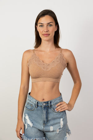 Comfort Chic Ribbed Lace Padded Bralette