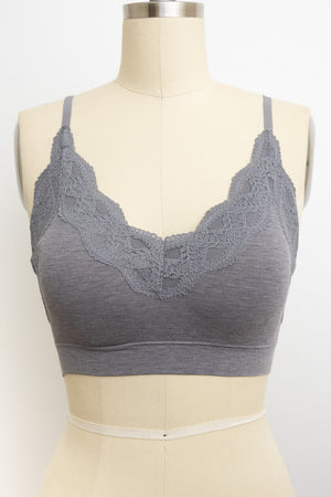 Ultra Soft Lace Trim Ribbed Bralette – Elegant Wear