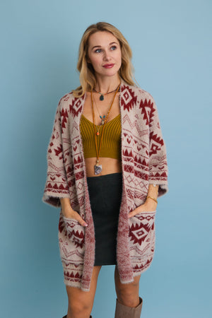 Aztec Soft Knit cardigan with Tribal Print - Western Vibe 🌵