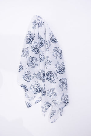 Breathable fabric light paisley printed neck scarf, ideal for layering.