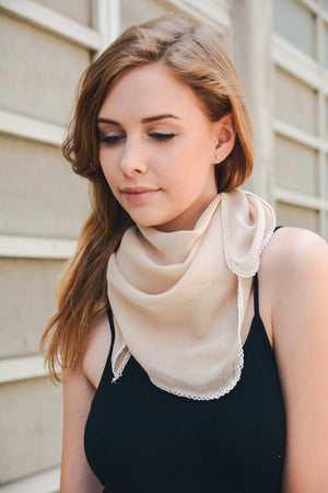 Scallop Stitch Trim Bandana Scarf