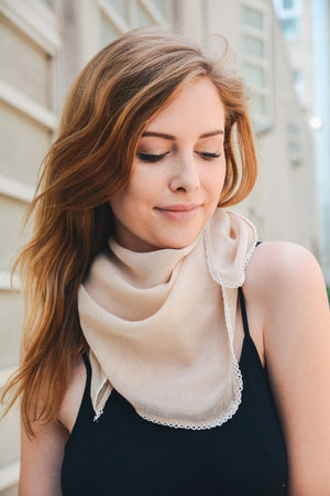 Scallop Stitch Trim Bandana Scarf