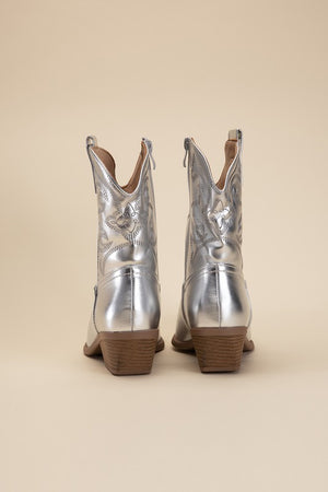 Western Booties - Ivory, Silver, Gold