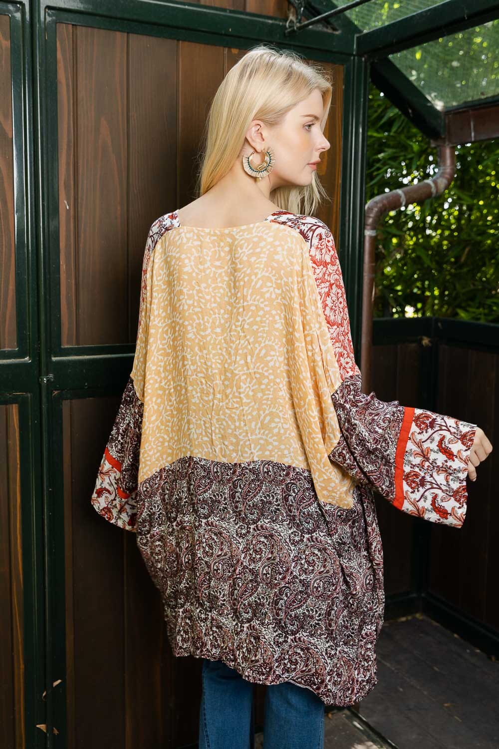 Airy Kimono With Playful Pattern Kimonos Leto Collection One Size Peach 