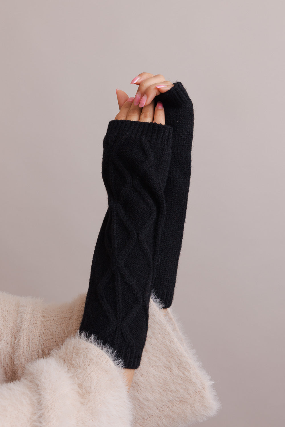 Aran Soft Knitted Arm Warmer Accessories Sage